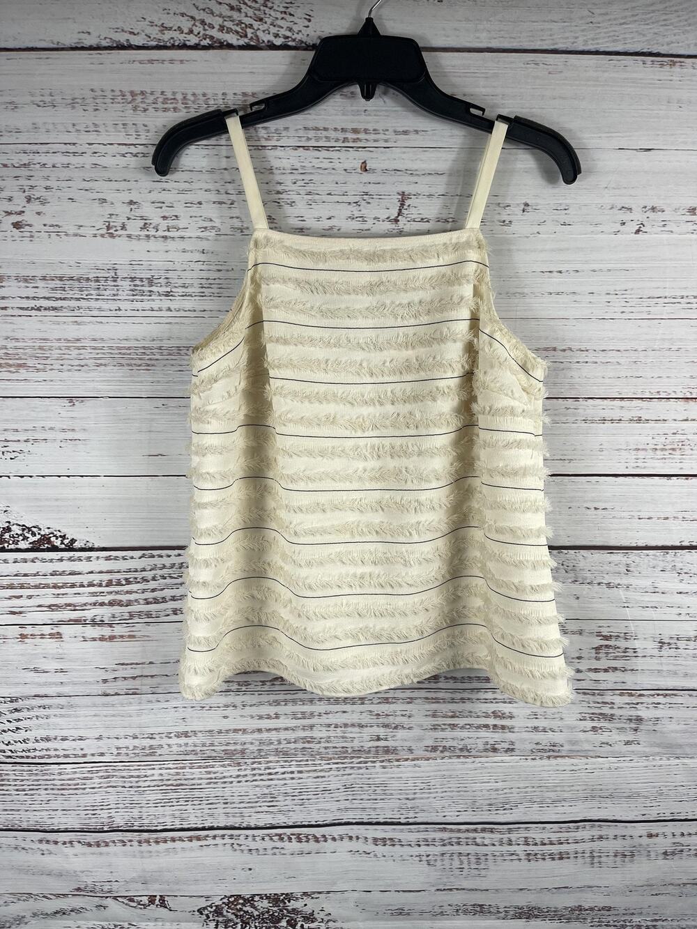 Maeve Anthropologie Tank Top Women's SZ 8 Textured Fringe Sleeveless Blouse Chic